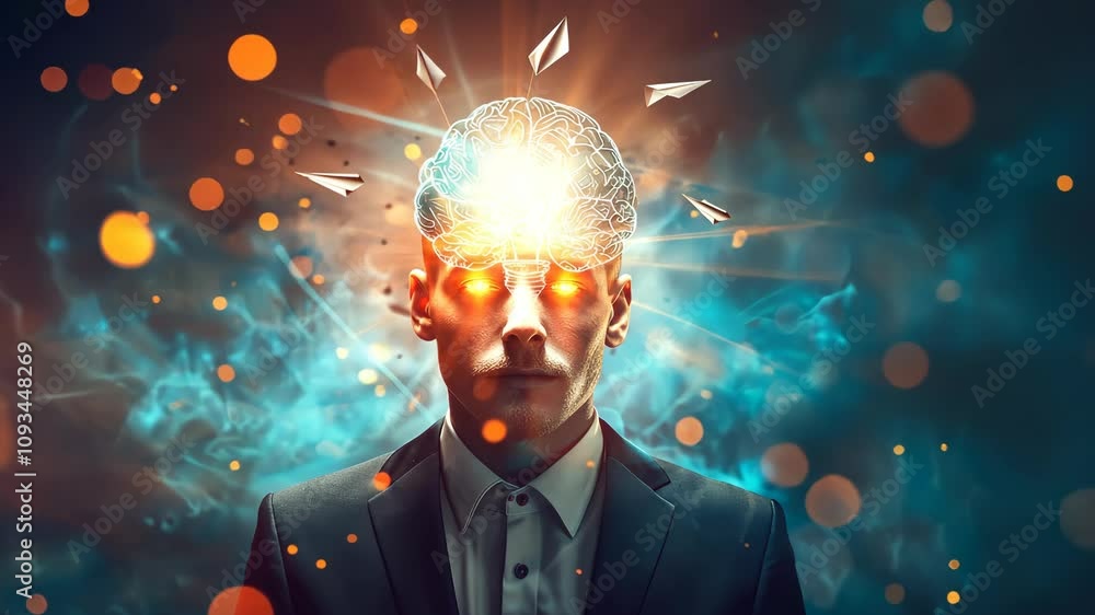 Poster creative exploration of imagination and innovation in a stunning visual display with energetic atmos