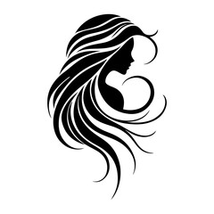 Vector silhouette beauty hair style white background.