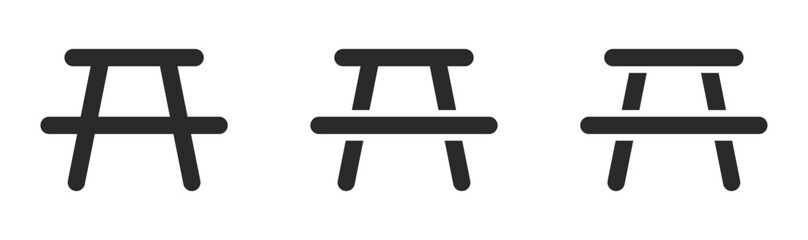 Fototapeta premium Picnic area vector icon designs set. Rest zone icon. Picnic area icon. Picnic icon