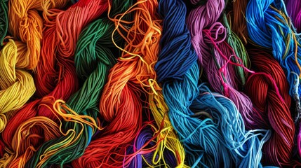 A tapestry of interconnected threads, weaving together the fabric of society with strands of diversity and INCLUSION The threads form a intricate pattern of unity and strength