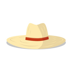 a large yellow hat with a brim and a red ribbon