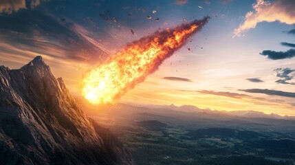 Earth hitting, meteorite disaster, the earth is on fire 