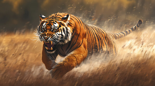 tiger running field