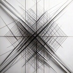 Fototapeta premium Minimalist Silver Background with Black Geometric Lines 