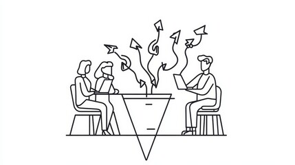 Strategic Business Growth: Teamwork and Innovation - Team brainstorming, innovative ideas, business growth, collaboration, strategic planning.  Visual concept of upward growth.