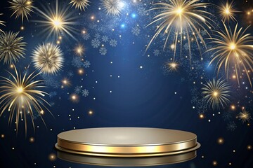 podium on new year theme background for showcasing products or mockup