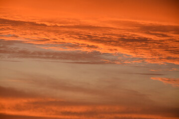 Red sky in clouds before sunset