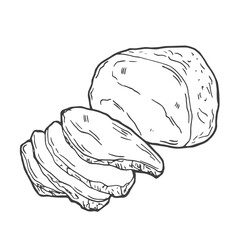 Ham illustration, drawing, engraving, ink, line art, vector