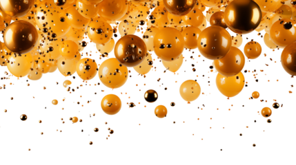 A golden shower of confetti descending to add sparkle and elegance to any event, isolated on transparent background.