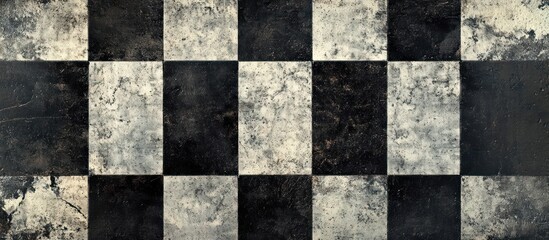Fototapeta premium Distressed Checkerboard Texture: Grunge Black and White Floor