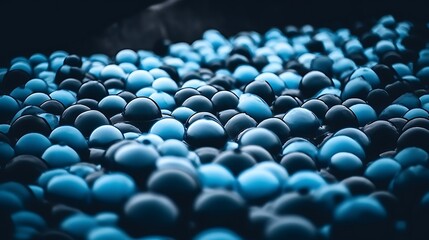 Obraz premium Blue and Black Spheres Densely Packed Together