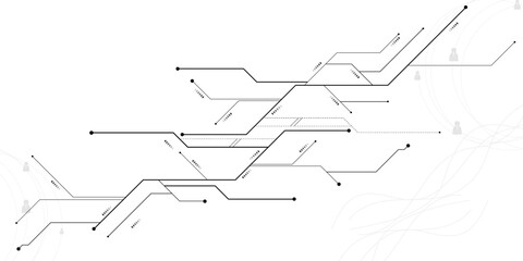 Vectors White Abstract geometric dots and lines connection circuit concept. Hi tech digital connect, communication, High technology concept.