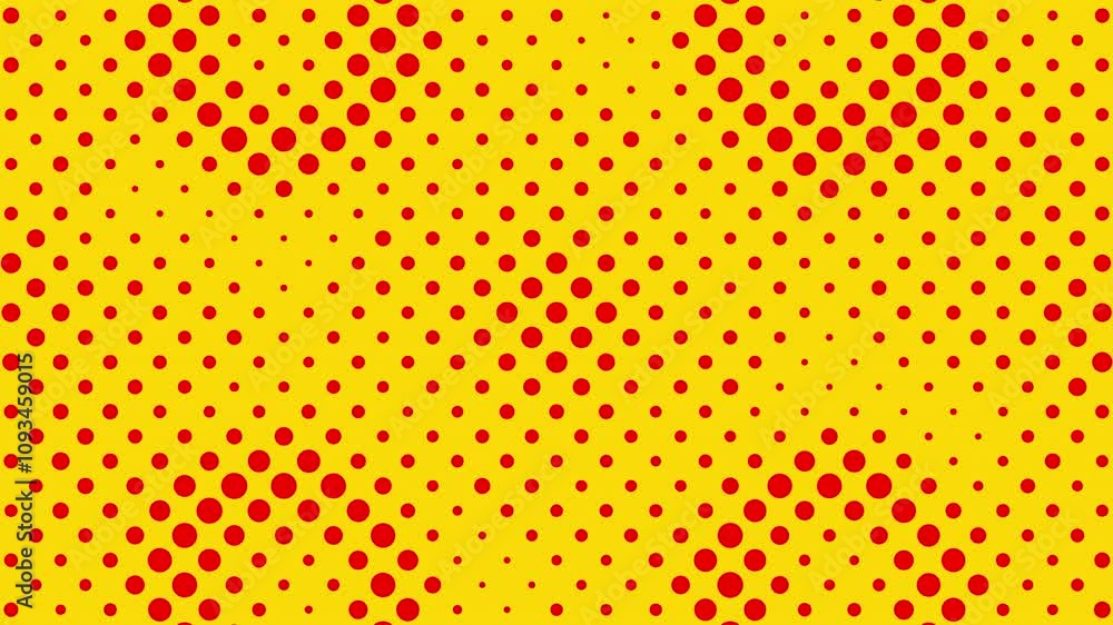 Poster abstract glowing yellow color halftone motion background. moving dots seamless loop. abstract animat