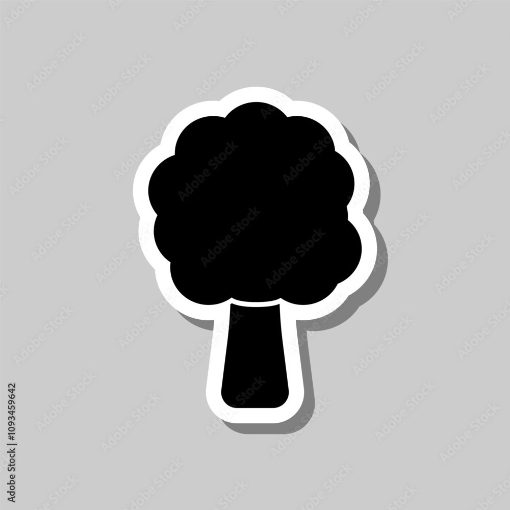 Poster tree simple icon vector. flat design. sticker with shadow on gray background