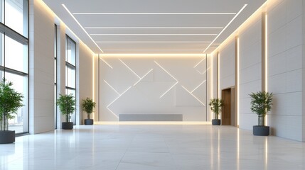 Fototapeta premium Modern and minimalist office building lobby.