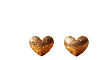 Radiant gold hearts sparkle in a dreamy bokeh effect, creating a romantic confetti-style clipart for celebrations, isolated on transparent background.