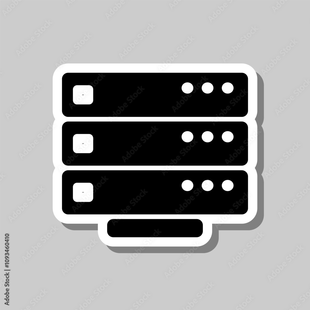 Poster server simple icon vector. flat design. sticker with shadow on gray background