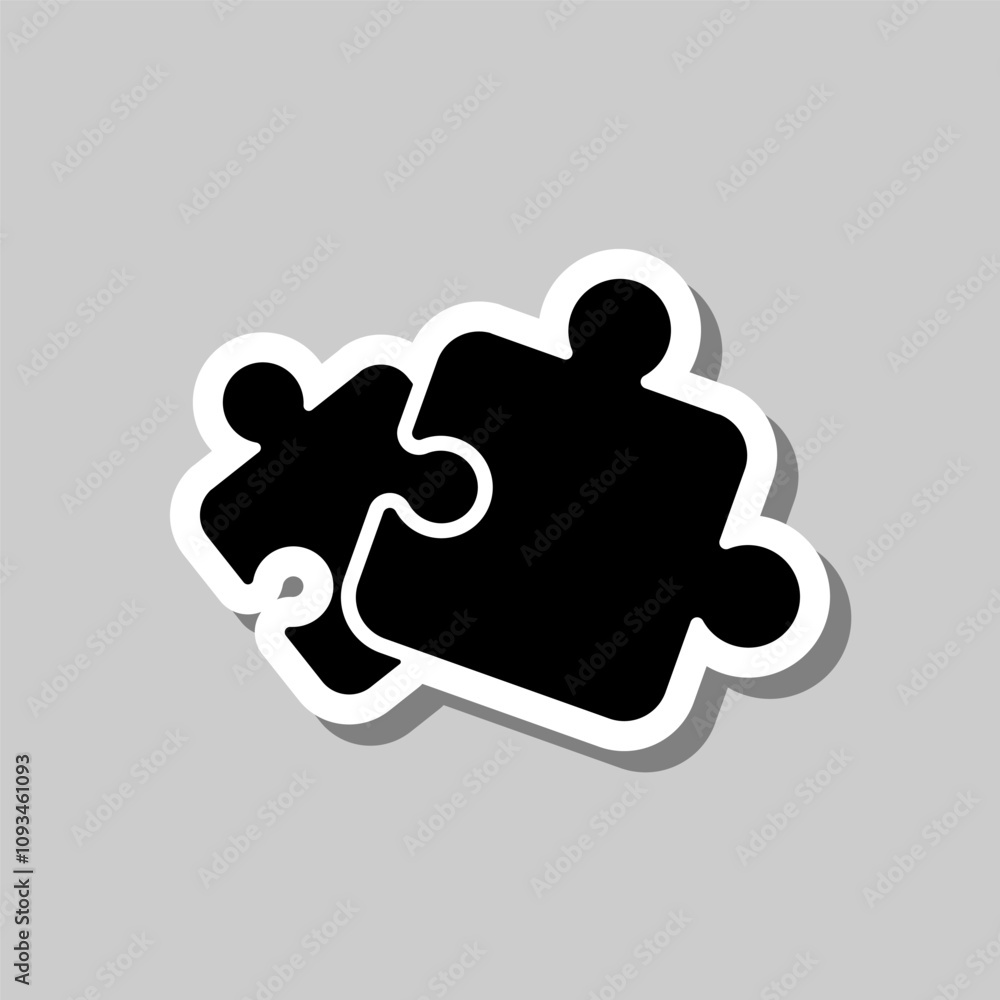 Poster puzzle vector simple icon. flat design. sticker with shadow on gray background
