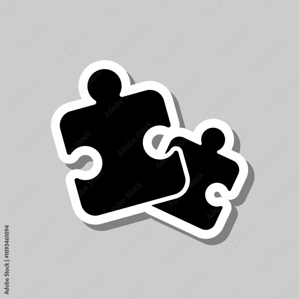 Poster puzzle simple icon vector. flat design. sticker with shadow on gray background