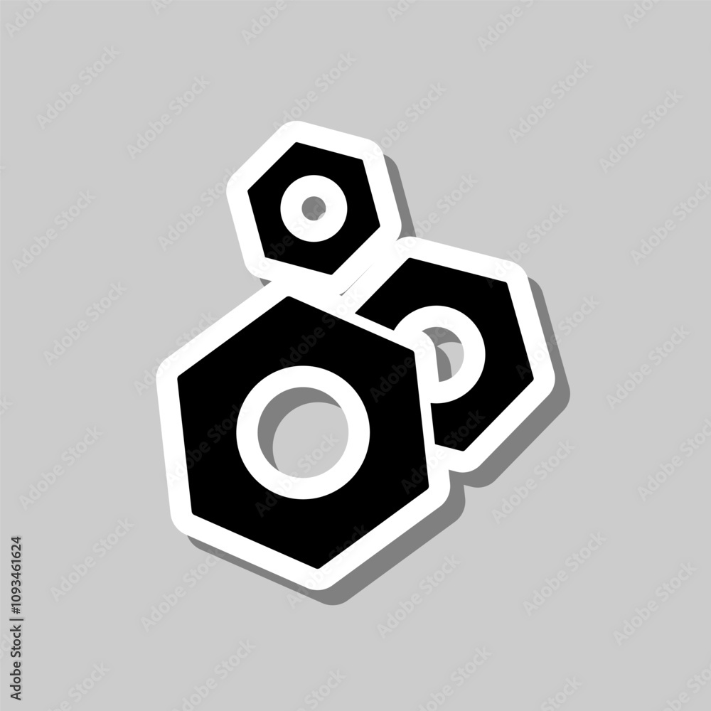 Poster nut simple icon vector. flat design. sticker with shadow on gray background