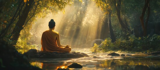 Serene Buddha Meditation: Enlightenment in Nature's Embrace