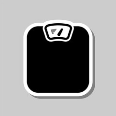 Libra, scales simple icon. Flat design. Sticker with shadow on gray background