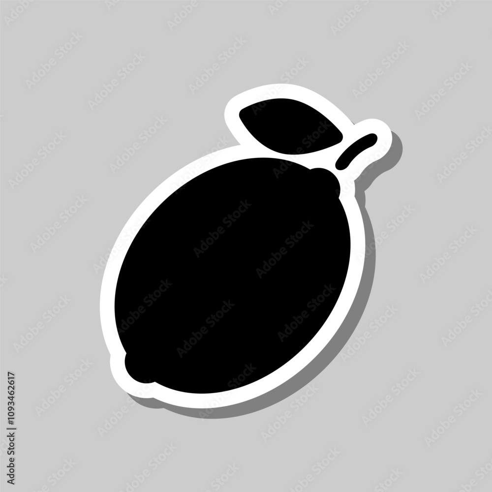 Poster lemon simple icon vector. flat design. sticker with shadow on gray background
