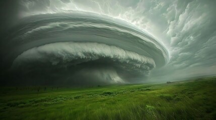 Severe thunderstorm formation open field nature photography dramatic sky low angle atmospheric science