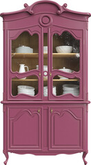 Classic style display cabinet with ceramic dishes for stylish interiors