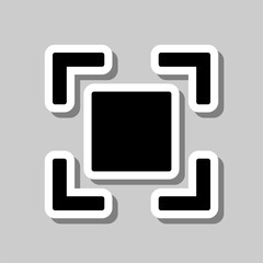 Focus, full screen simple icon vector. Flat design. Sticker with shadow on gray background