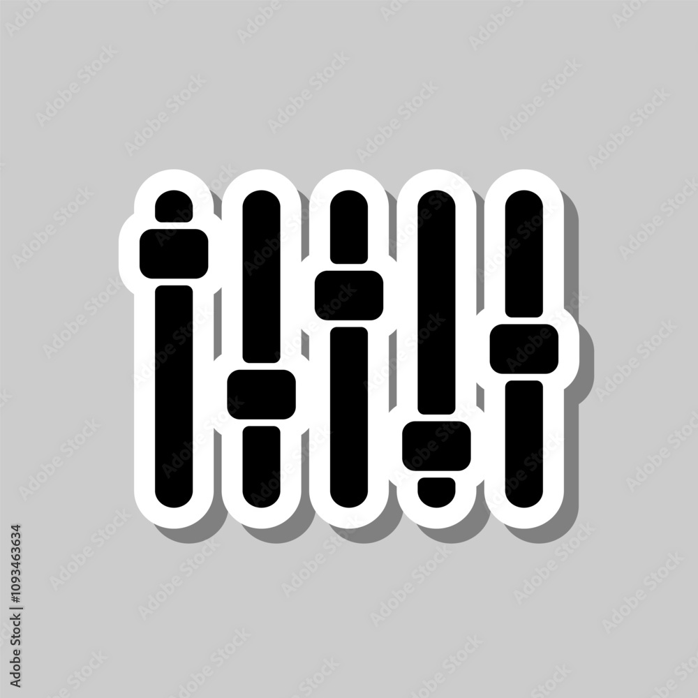 Poster equalizer slider simple icon. flat design. sticker with shadow on gray background
