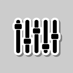 Equalizer slider simple icon. Flat design. Sticker with shadow on gray background
