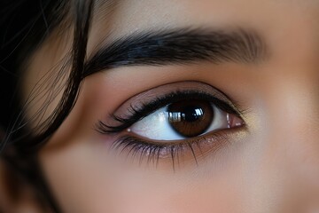 Obraz premium Minimalist close-up of an Indian woman's eyes adorned with simple kohl eyeliner