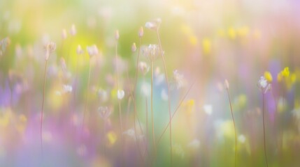 Delicate Pastel Flowers in a Soft Summer Meadow