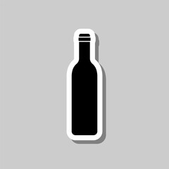 Bottle simple icon vector. Flat design. Sticker with shadow on gray background