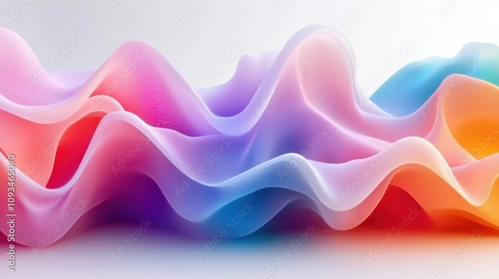 Poster 3d rendered colorful gradient wave with chromatic light effects.
