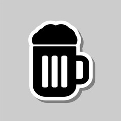 Beer simple icon vector. Flat design. Sticker with shadow on gray background