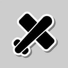 Aircraft simple icon, vector. Flat design. Sticker with shadow on gray background