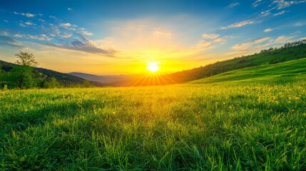 A Serene Sunrise Over a Peaceful Meadow, Symbolizing Tranquility and Natural Beauty, Inviting Moments of Reflection and Connection with Nature