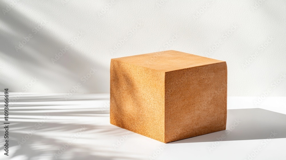 Aufkleber minimalist geometric block on surface with soft shadows and natural light highlighting textured surf