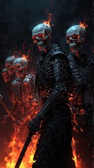 Fototapeta premium Skeleton warriors in anime style