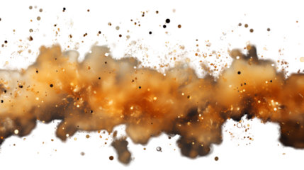 Radiant golden stars and glitter combine into a celestial confetti cloud, adding elegance and charm to any festive theme, isolated on transparent background.