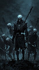 Fototapeta premium Skeleton warriors in anime style