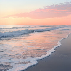 Obraz premium Pink Sunset, Gentle Waves