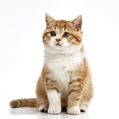 Obraz premium Cute Adorable Orange and White Kitten Cat with Transparent White Background