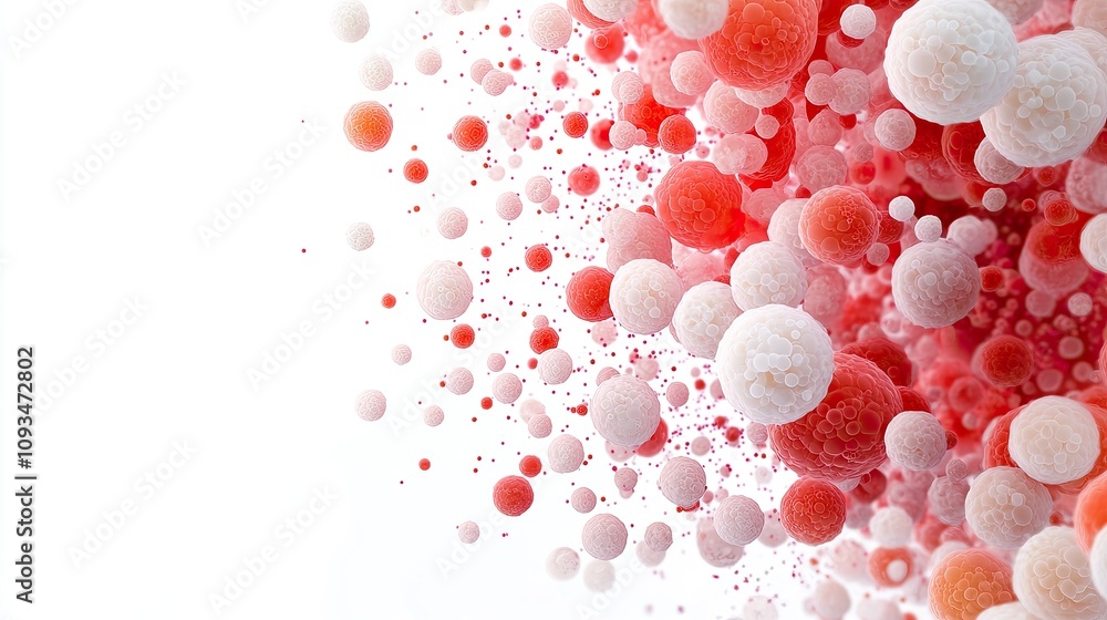 Aufkleber abstract representation of colorful spheres and particles floating dynamically in a soft gradient sp
