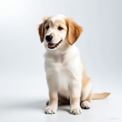 Cute Adorable Orange and White Dog Close-up Photography with White Background