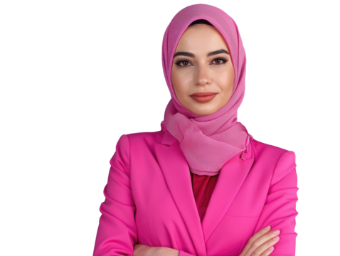 woman wearing a pink scarf - Powered by Adobe
