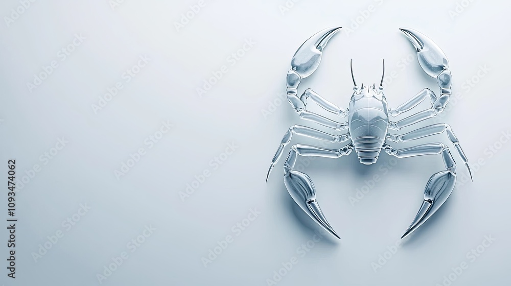 Poster sleek and modern representation of a transparent crab on a minimalistic background, perfect for illu