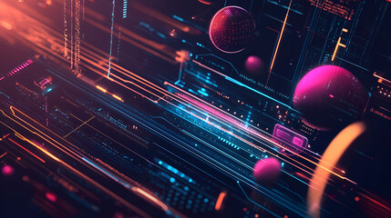 Glowing Neon Tech Circuit